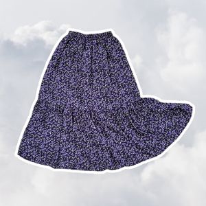 BLH Black Purple Green Floral Midi Skirt